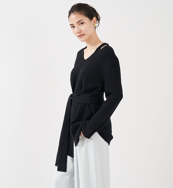 qualite「ブークレーリブニットプルオーバー」|ニット・セーター|ブラック