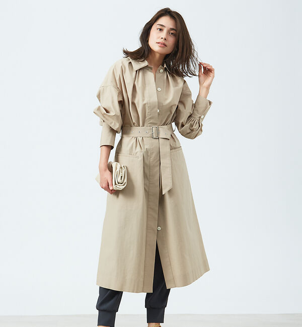 qualite「2WAYコートワンピース」|ステンカラーコート|ベージュ