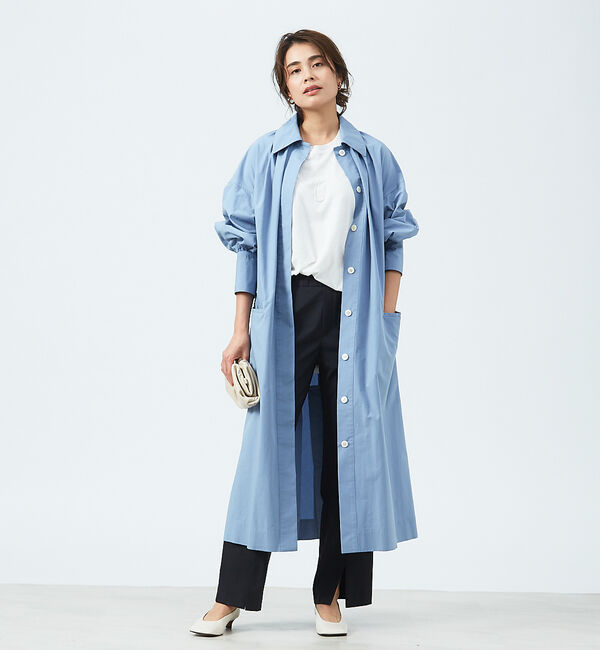 qualite「2WAYコートワンピース」|ステンカラーコート|ブルー