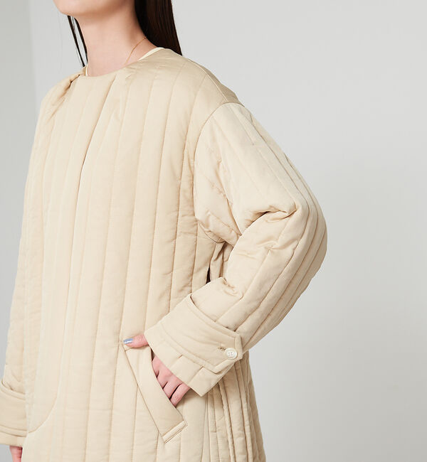 qualite「キルティングノーカラーコート」|ノーカラーコート|