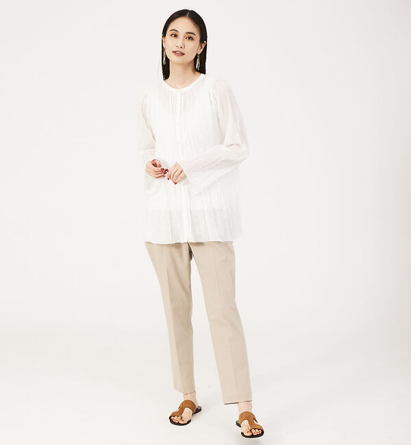 qualite「ドビーストライププリーツシャツ」|シャツ・ブラウス|