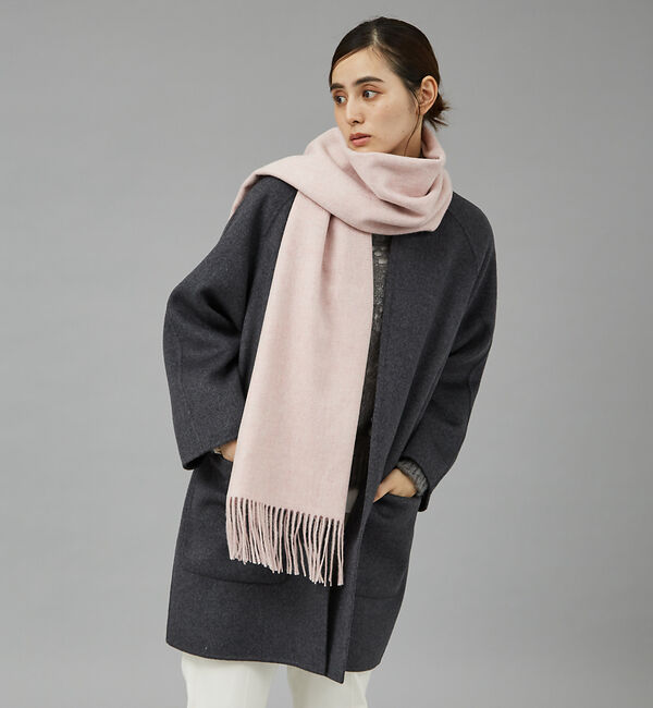 qualite「メランジウールカラーストール」|マフラー|ピンクベージュ