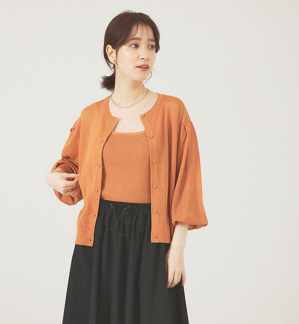 abahouse mavie「シアーアンサンブルサマーニット」|カーディガン|ダークオレンジ