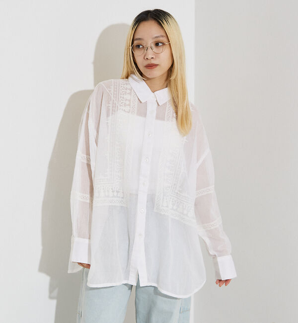 NOMINE「【WEB限定】コットネット 刺繍シャツ」|シャツ・ブラウス|