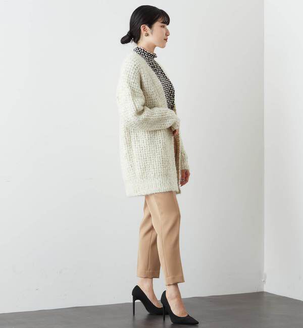  「モヘアラメ片畔タックニットカーディガン」|カーディガン|