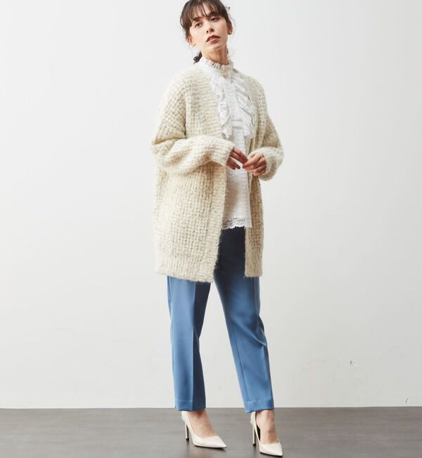  「モヘアラメ片畔タックニットカーディガン」|カーディガン|
