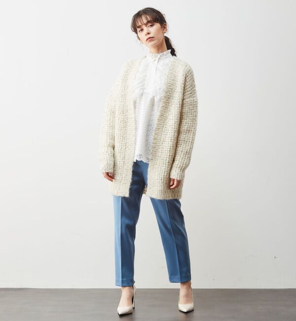  「モヘアラメ片畔タックニットカーディガン」|カーディガン|