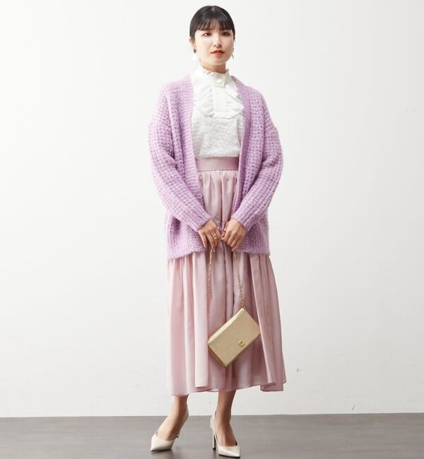 「モヘアラメ片畔タックニットカーディガン」|カーディガン|