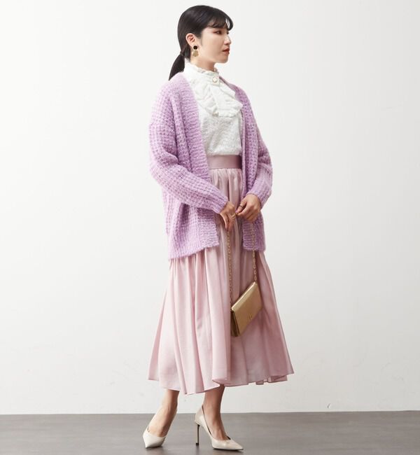  「モヘアラメ片畔タックニットカーディガン」|カーディガン|