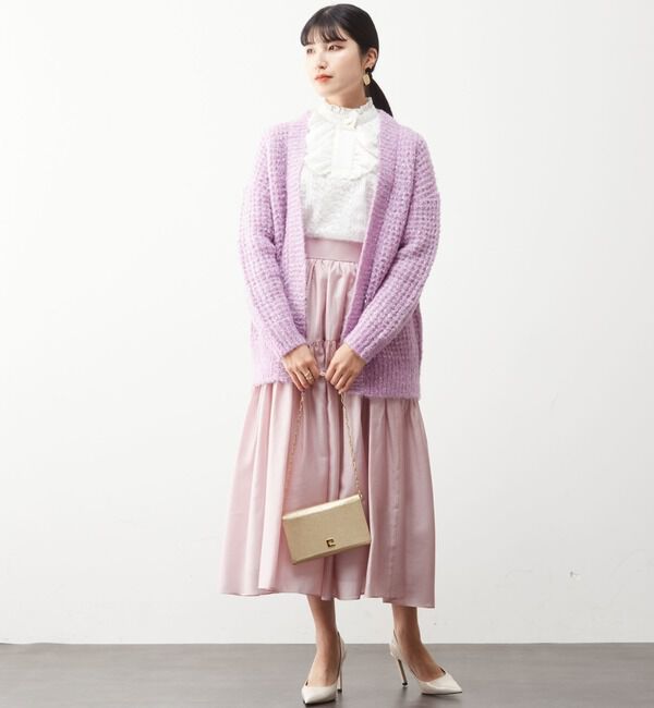  「モヘアラメ片畔タックニットカーディガン」|カーディガン|