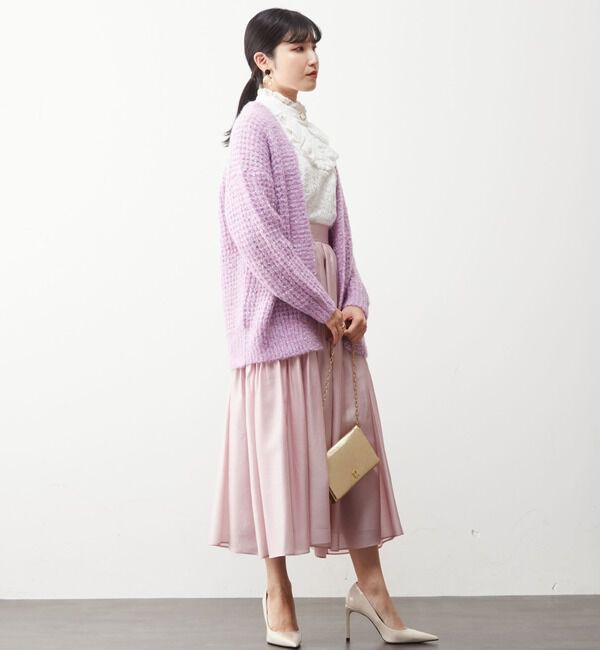  「モヘアラメ片畔タックニットカーディガン」|カーディガン|