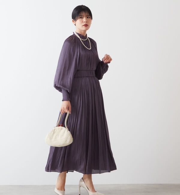 TIARA「《定番》ヴィンテージサテンギャザースカート」|スカート|ネイビー