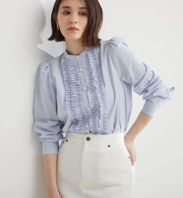 TIARA「フリルシャツブラウス」|シャツ・ブラウス|サックス