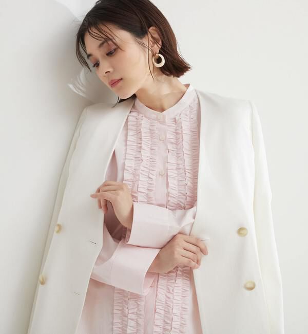 TIARA「フリルシャツブラウス」|シャツ・ブラウス|ピンク