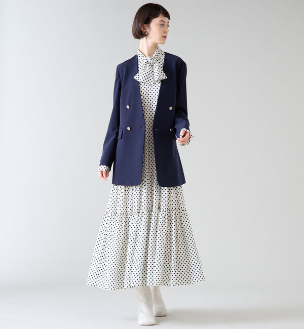 TIARA「ドットプリントボウタイティアードワンピース」|ワンピース|