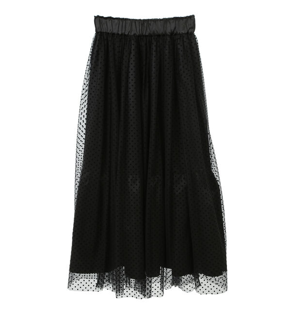 TIARA「ドットプリントチュールスカート」|スカート|ブラック