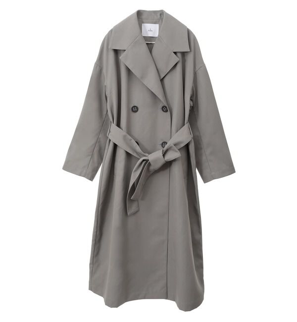 TIARA「ダブルブレストワイドコート」|トレンチコート|カーキグレー