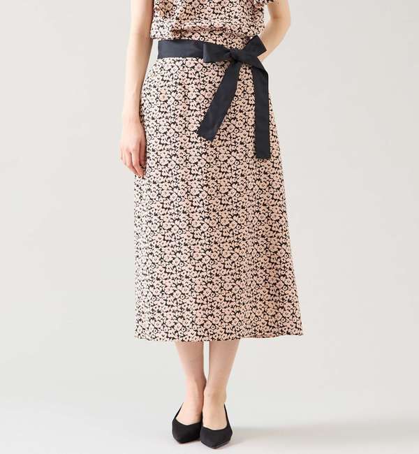 TIARA「Pansyプリントリボンベルトスカート（セットアップ可）」|スカート|ピンク