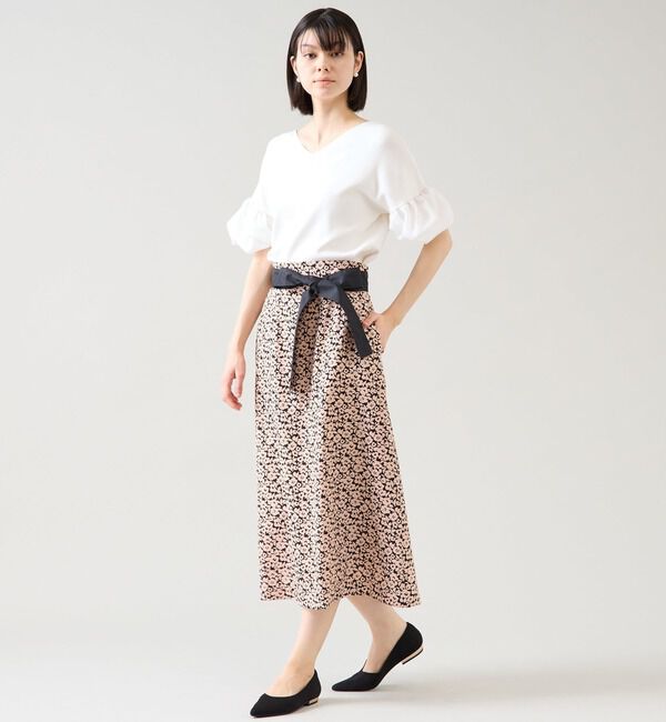 TIARA「Pansyプリントリボンベルトスカート（セットアップ可）」|スカート|