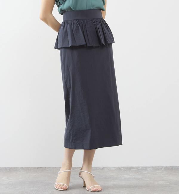 TIARA「ペプラムベルトストレッチタイトスカート」|スカート|ネイビー