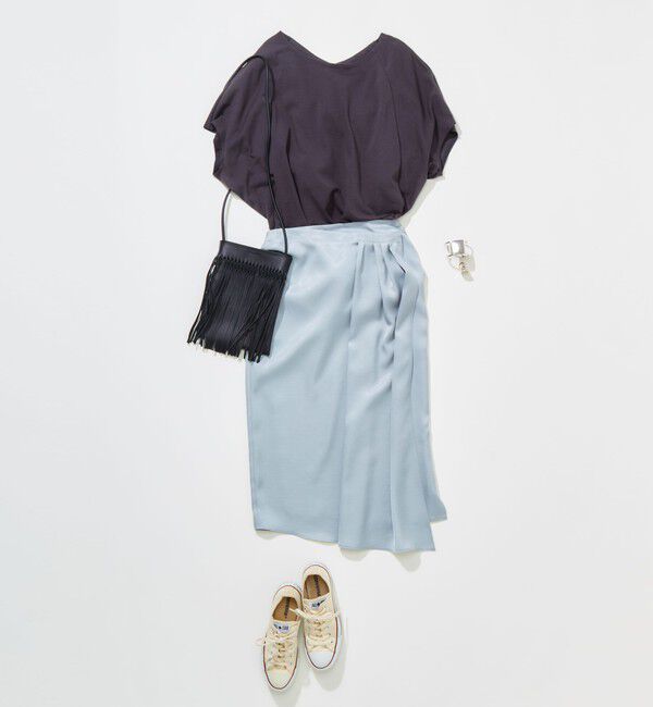 Liesse「サテン巻きスカート」|スカート|ブルー系その他