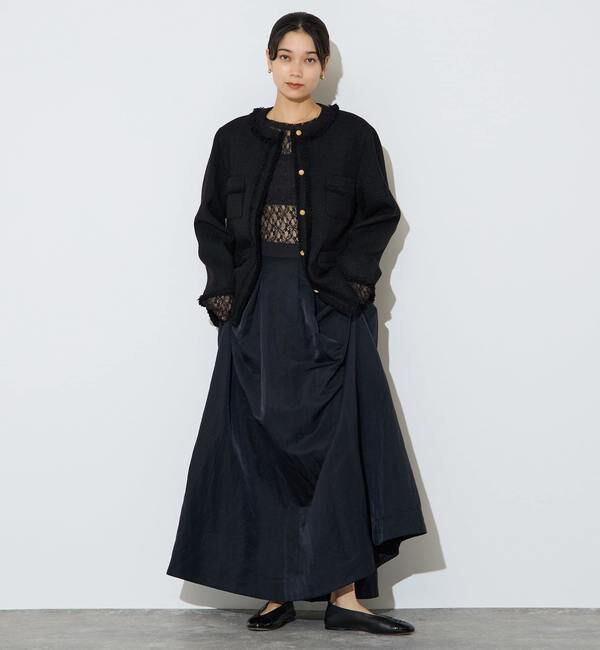 Liesse「フリンジノーカラーツイードジャケット」|ノーカラージャケット|