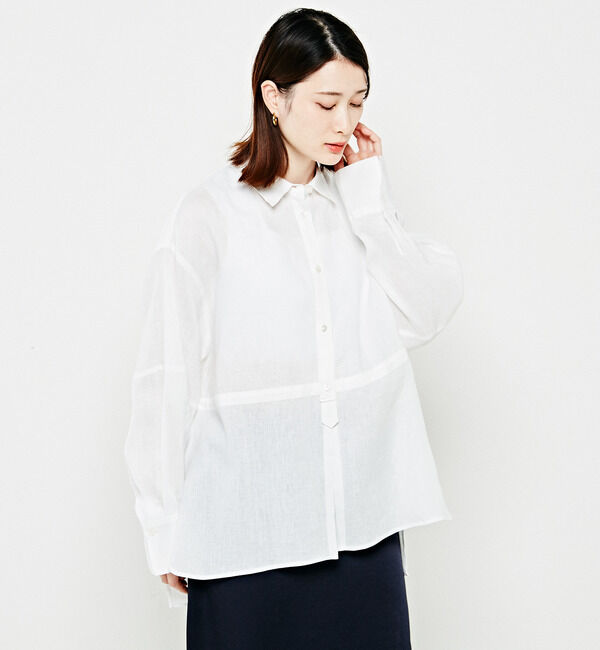 Soffitto「リネンウエストギャザーブラウス」|シャツ・ブラウス|ホワイト