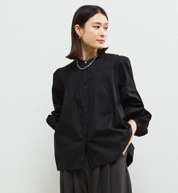 Soffitto「ボリューム袖ギャザーブラウス」|シャツ・ブラウス|ブラック
