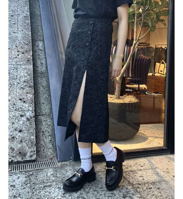 A_「【BAUM UND PFERDGARTEN/バウムウンドヘルガーテン】フラワージャカードサイドスリットスカート」|スカート|