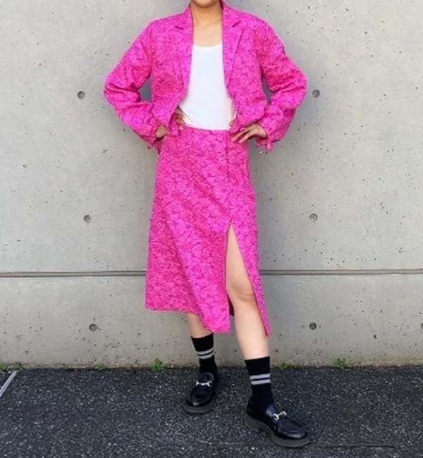 A_「【BAUM UND PFERDGARTEN/バウムウンドヘルガーテン】フラワージャカードサイドスリットスカート」|スカート|