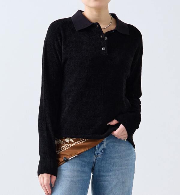 SOFFITTO「ベロアポロニット」|ニット・セーター|ブラック