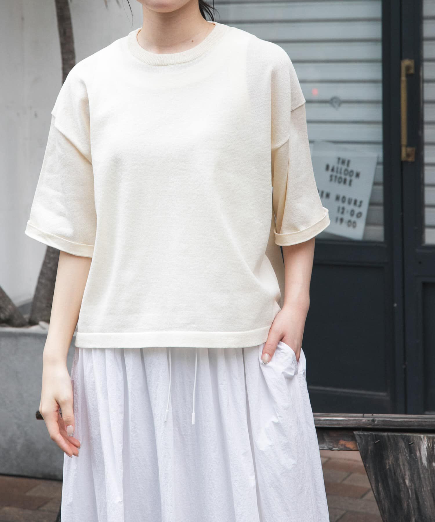 URBAN RESEARCH DOORS「FORK&SPOON　ペーパーニットTシャツ」|ニット・セーター|