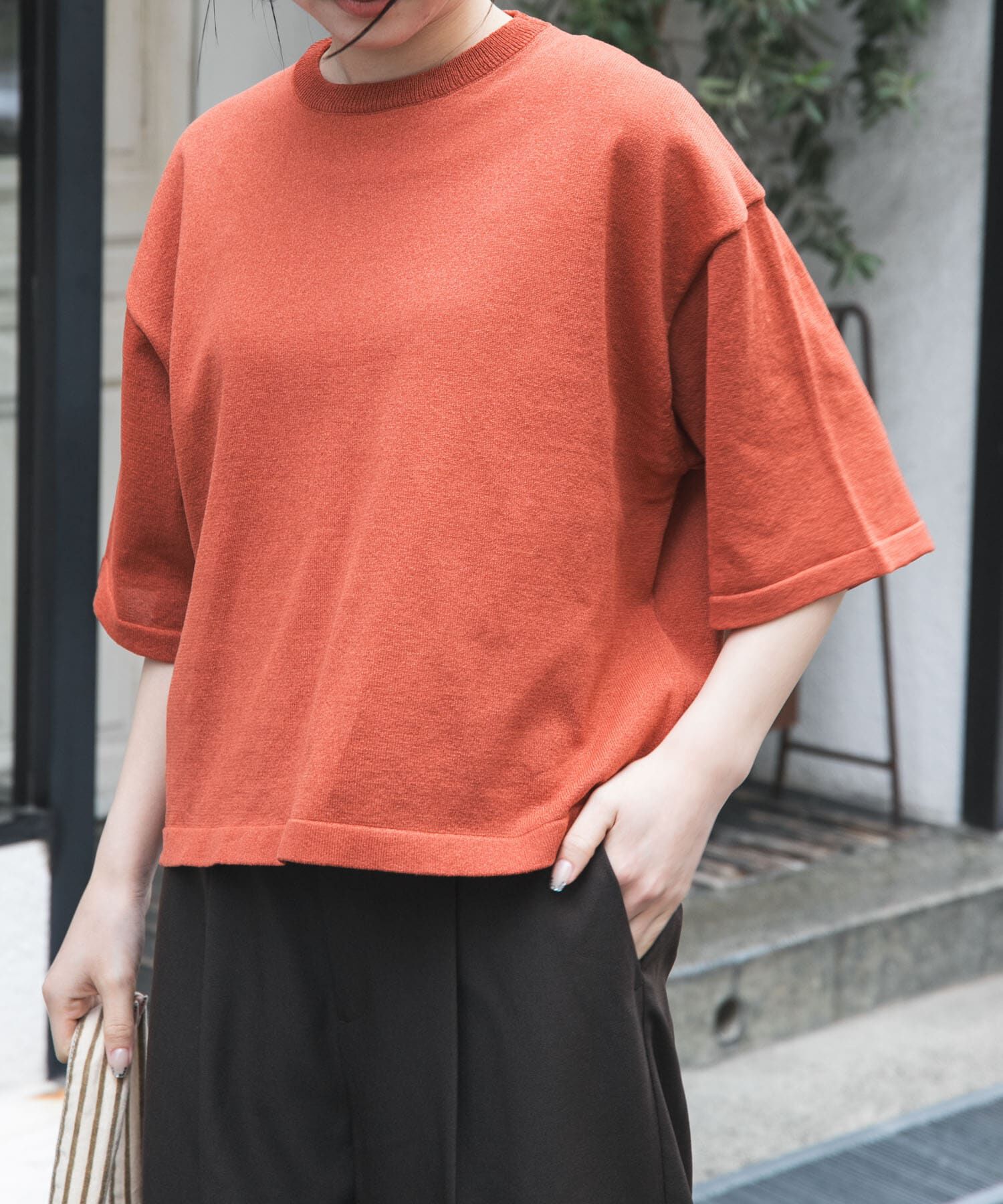 URBAN RESEARCH DOORS「FORK&SPOON　ペーパーニットTシャツ」|ニット・セーター|