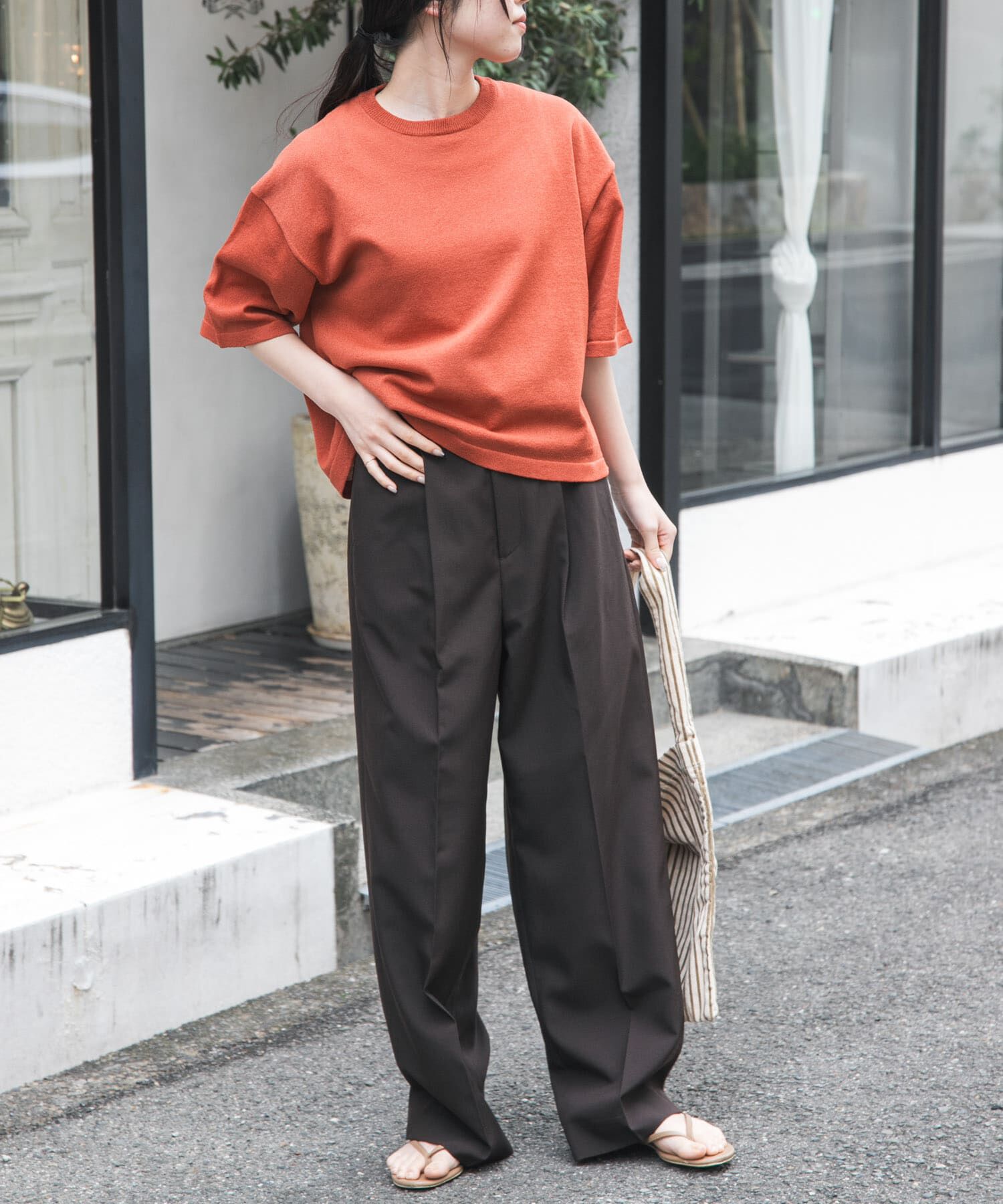 URBAN RESEARCH DOORS「FORK&SPOON　ペーパーニットTシャツ」|ニット・セーター|