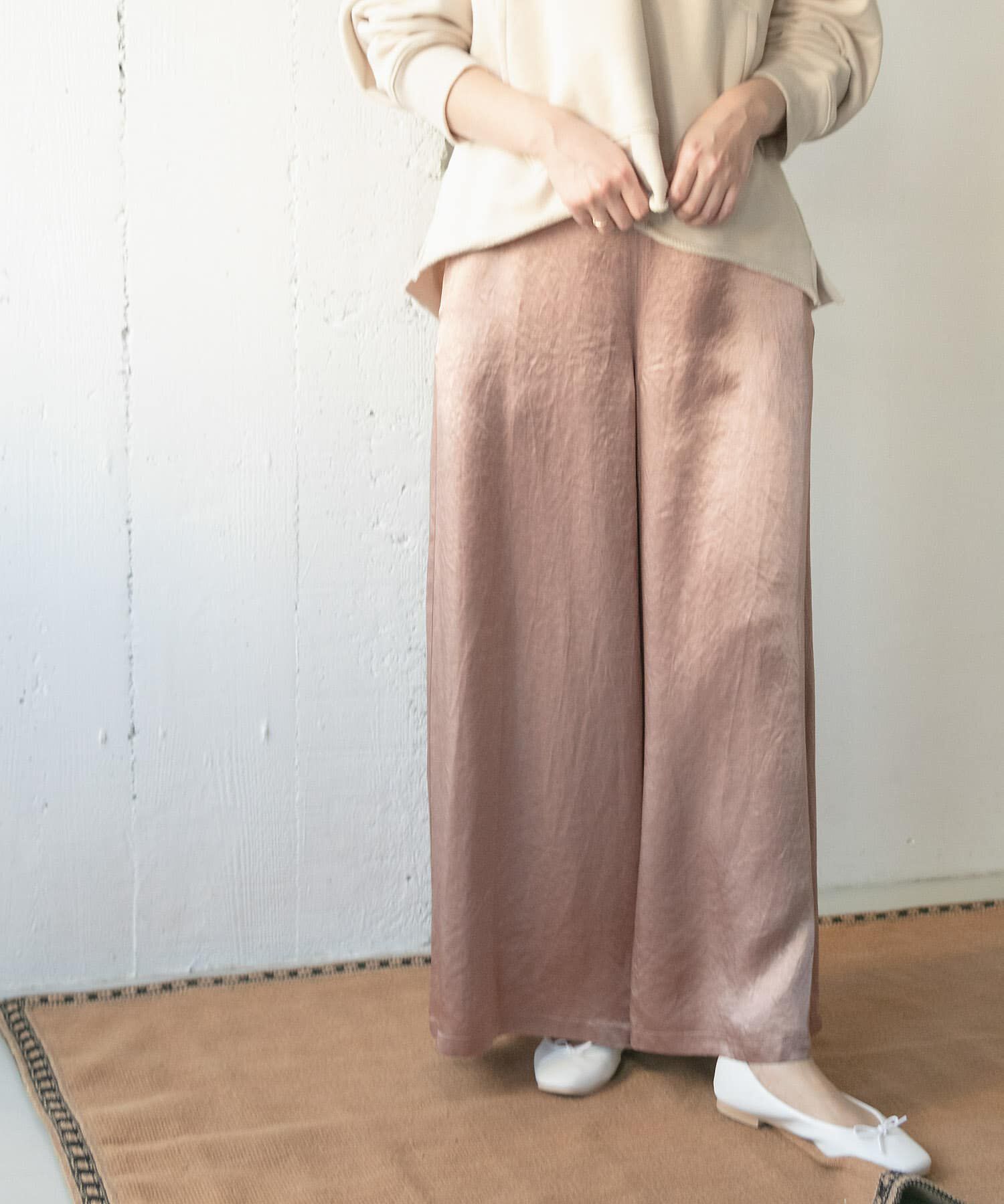 URBAN RESEARCH DOORS「thint　クラッシュサテンサロペット」|スカート|