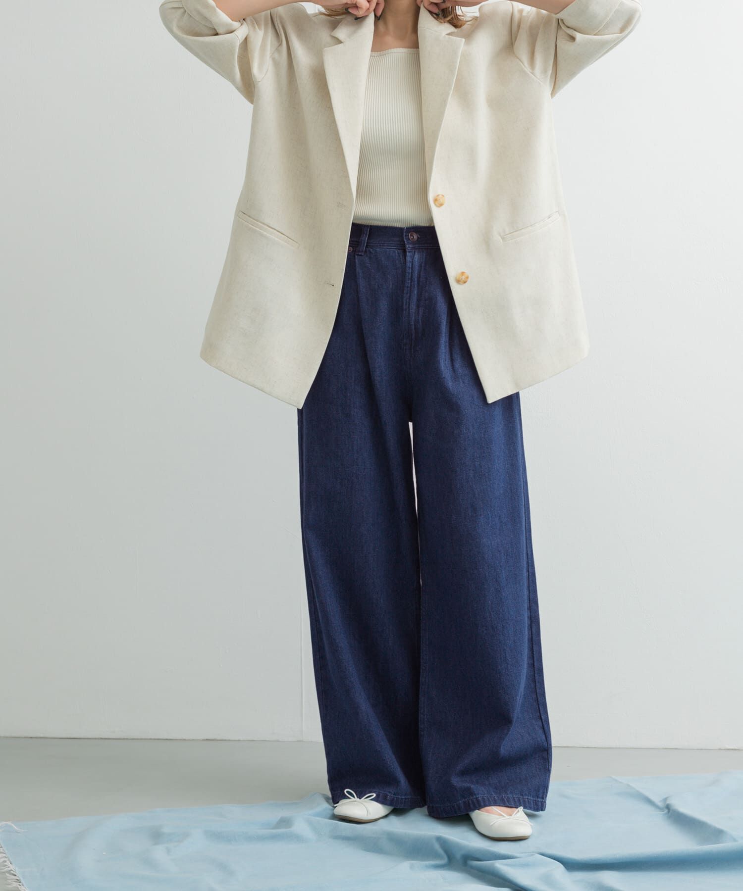 URBAN RESEARCH DOORS「Denim Tuck Wide Pants」|デニム|