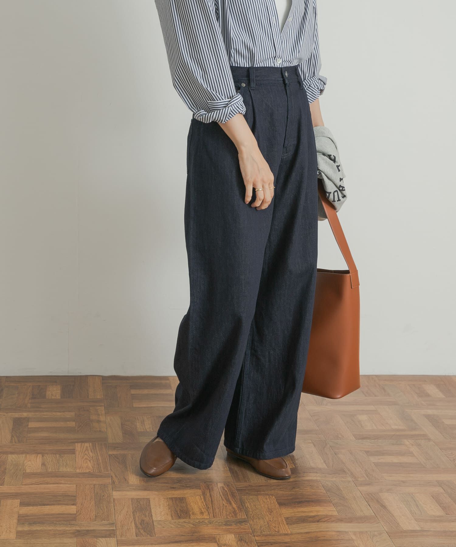 URBAN RESEARCH DOORS「Denim Tuck Wide Pants」|デニム|