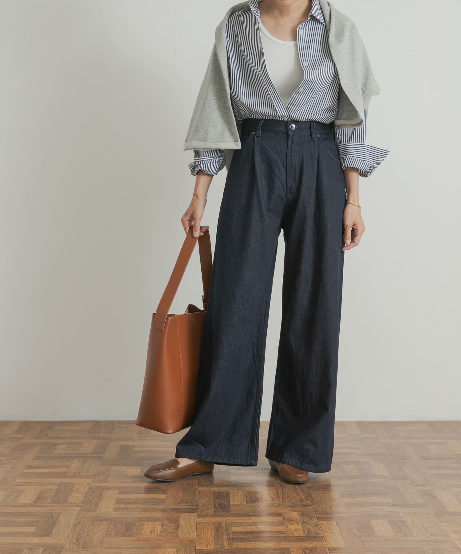 URBAN RESEARCH DOORS「Denim Tuck Wide Pants」|デニム|