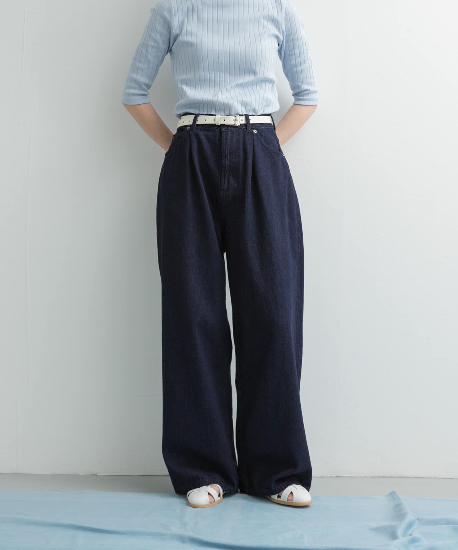 URBAN RESEARCH DOORS「Denim Tuck Wide Pants」|デニム|
