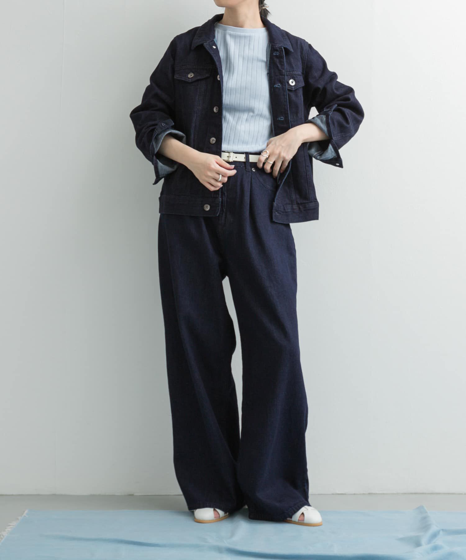 URBAN RESEARCH DOORS「Denim Tuck Wide Pants」|デニム|