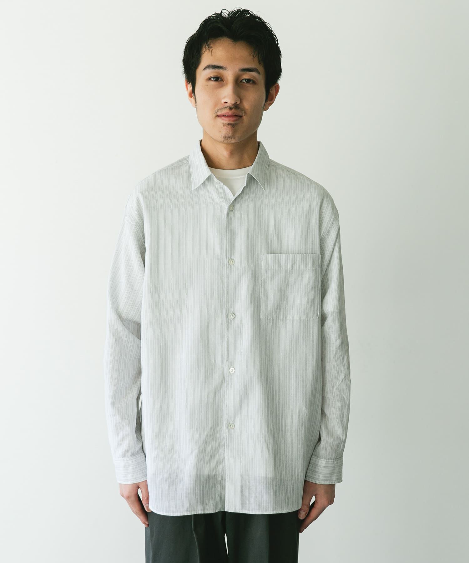 URBAN RESEARCH DOORS「シアーボイルストライプロングスリーブシャツ」|シャツ・ブラウス|