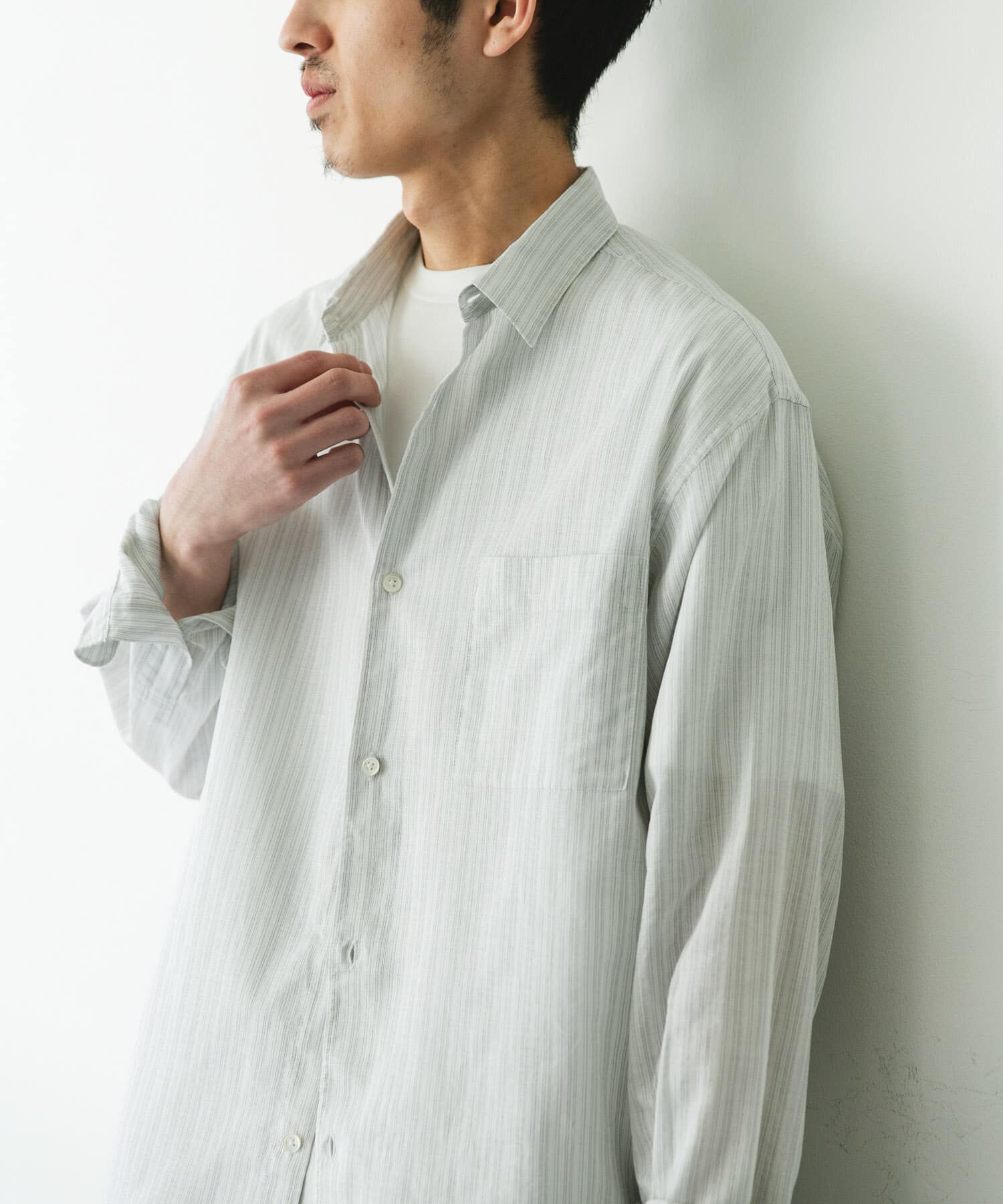 URBAN RESEARCH DOORS「シアーボイルストライプロングスリーブシャツ」|シャツ・ブラウス|