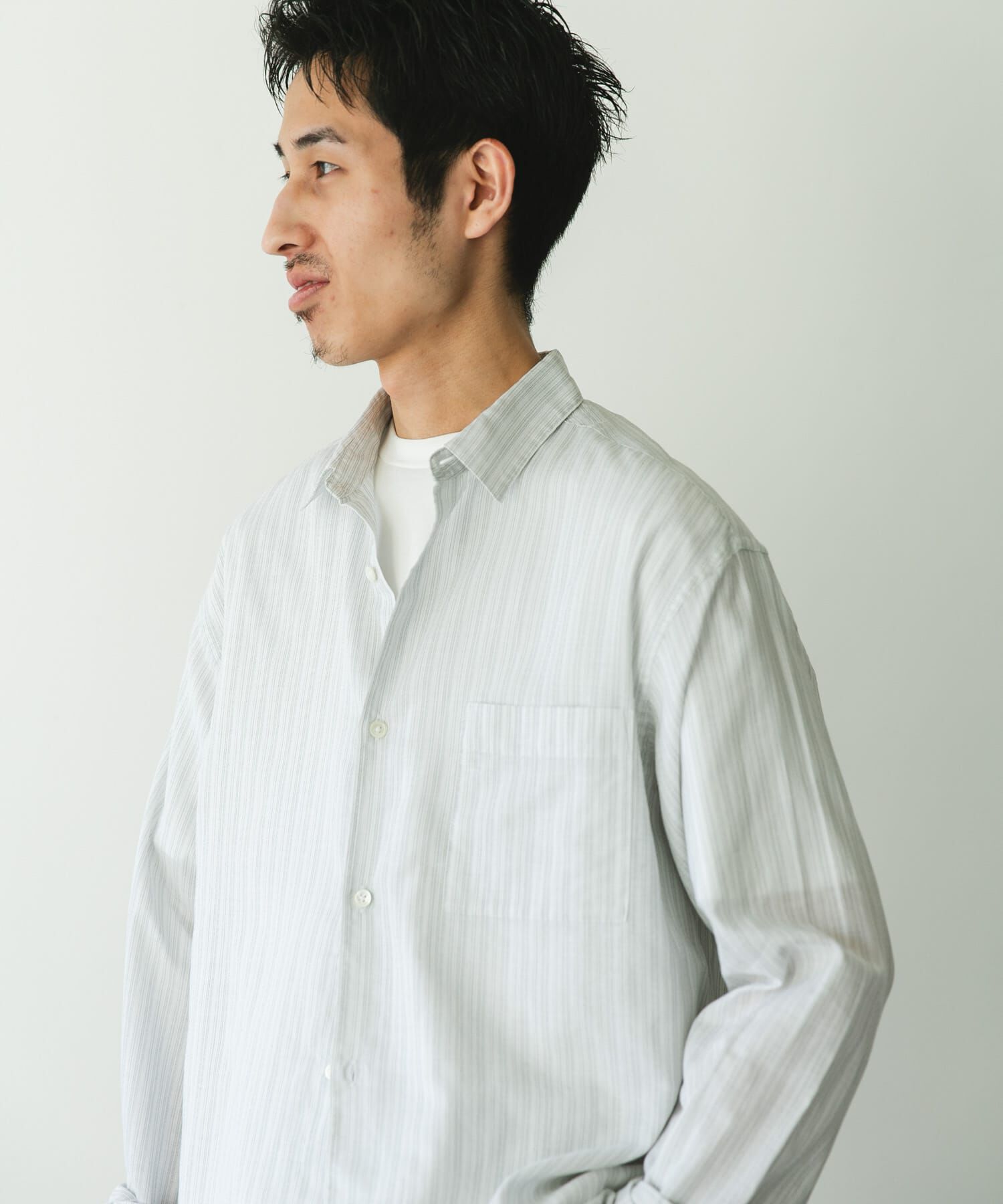 URBAN RESEARCH DOORS「シアーボイルストライプロングスリーブシャツ」|シャツ・ブラウス|