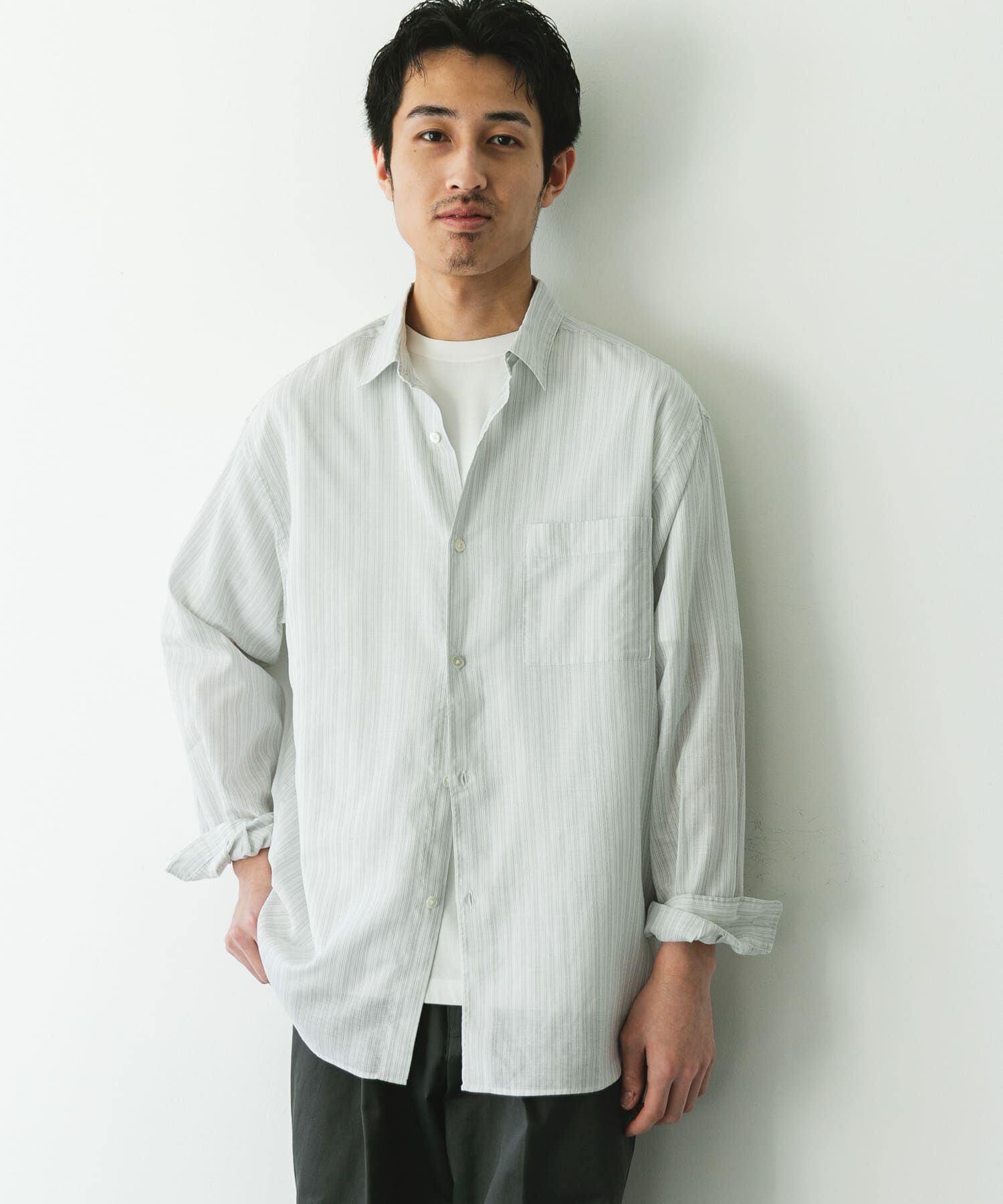 URBAN RESEARCH DOORS「シアーボイルストライプロングスリーブシャツ」|シャツ・ブラウス|