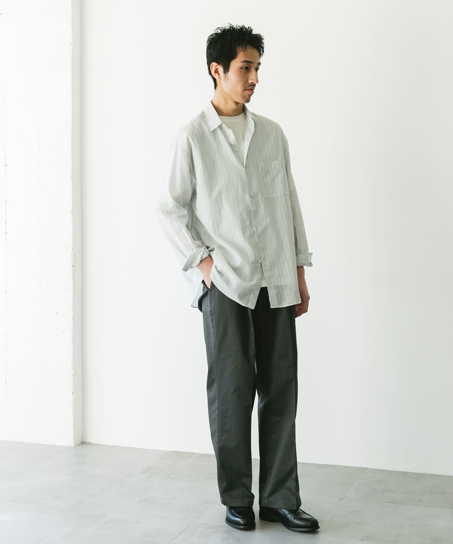 URBAN RESEARCH DOORS「シアーボイルストライプロングスリーブシャツ」|シャツ・ブラウス|