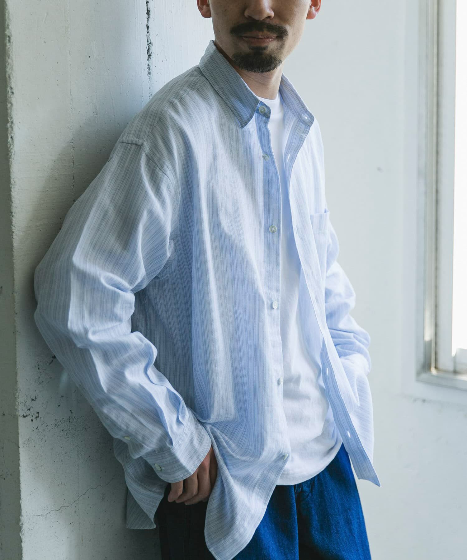 URBAN RESEARCH DOORS「シアーボイルストライプロングスリーブシャツ」|シャツ・ブラウス|