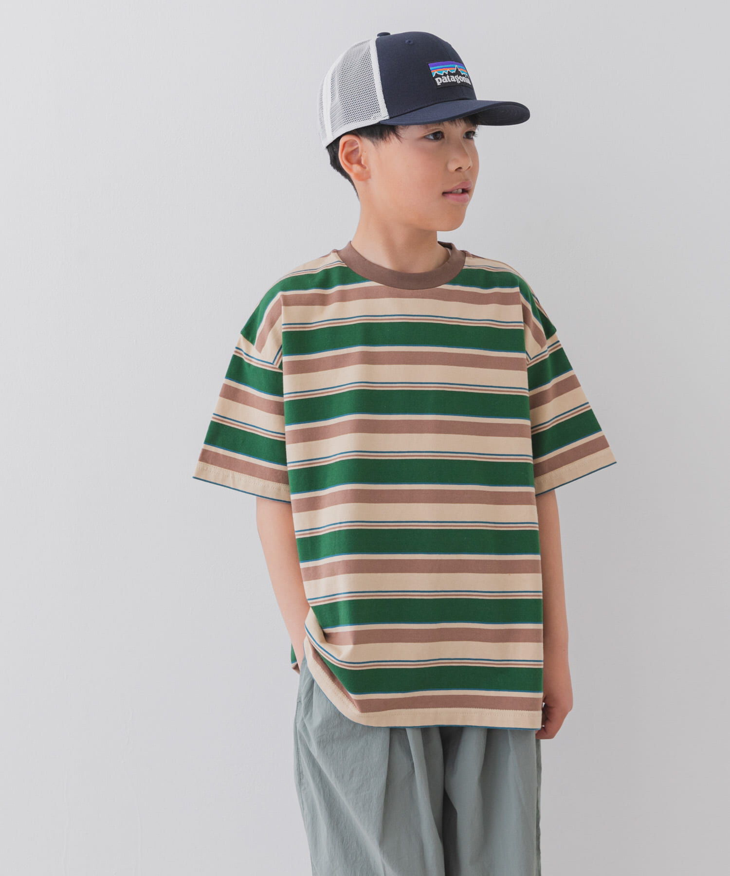 URBAN RESEARCH DOORS「『WEB/一部店舗限定サイズ』マルチボーダールーズTシャツ(KIDS)」|その他|ベージュ系その他