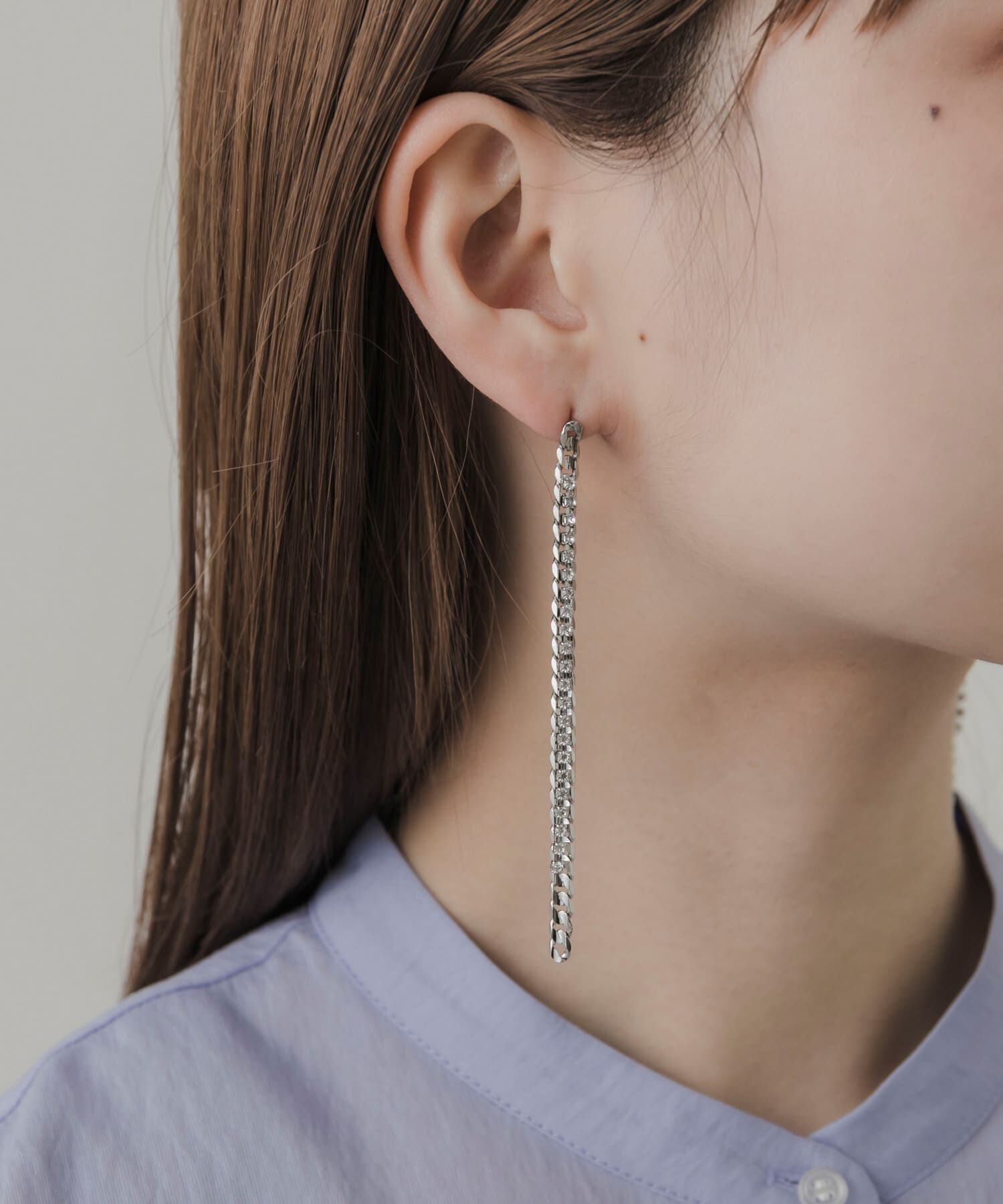 SMELLY「ビジューチェーンコンビピアス」|ピアス|