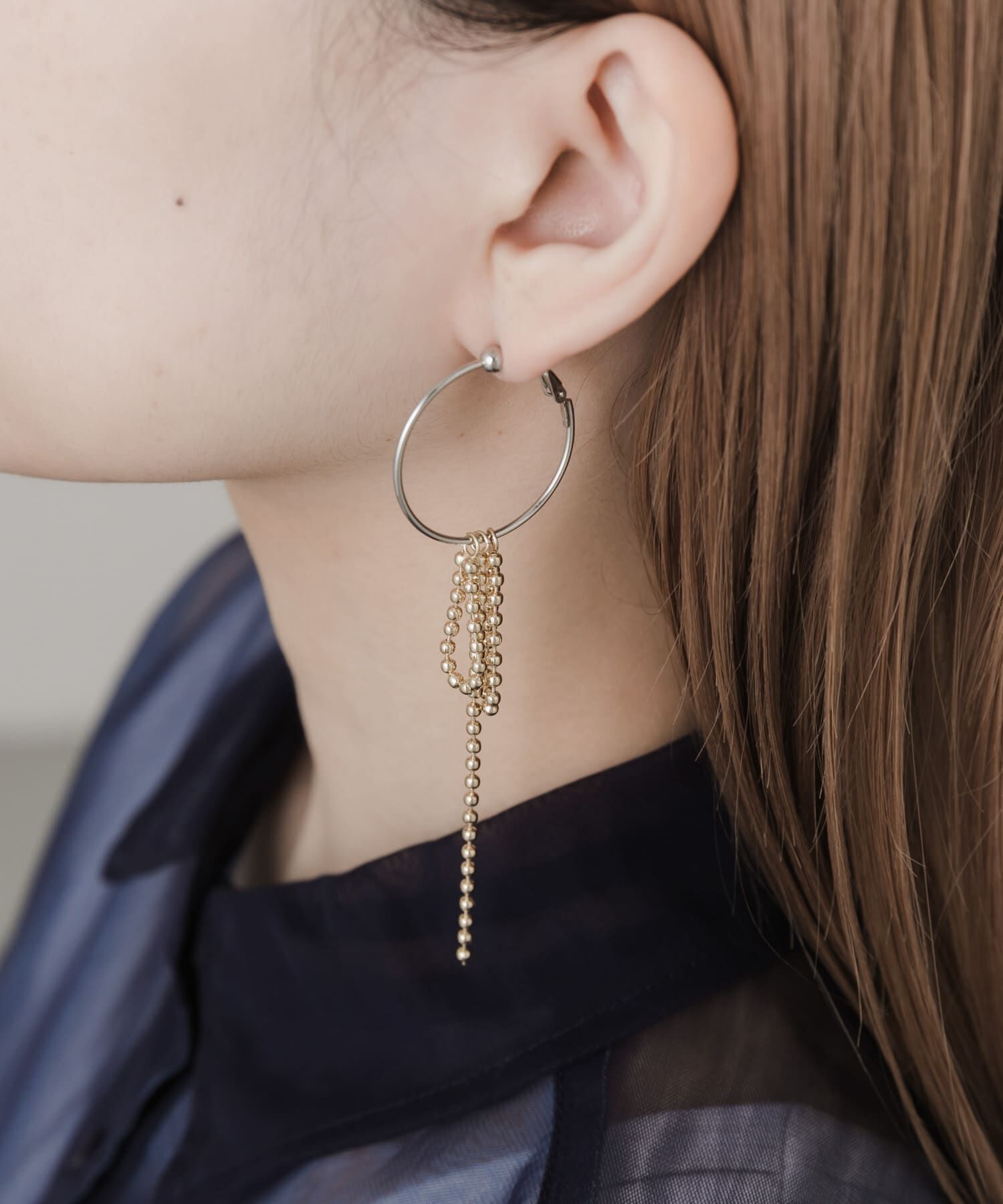 SMELLY「ボールチェーンフープイヤリング」|イヤリング|シルバー系その他