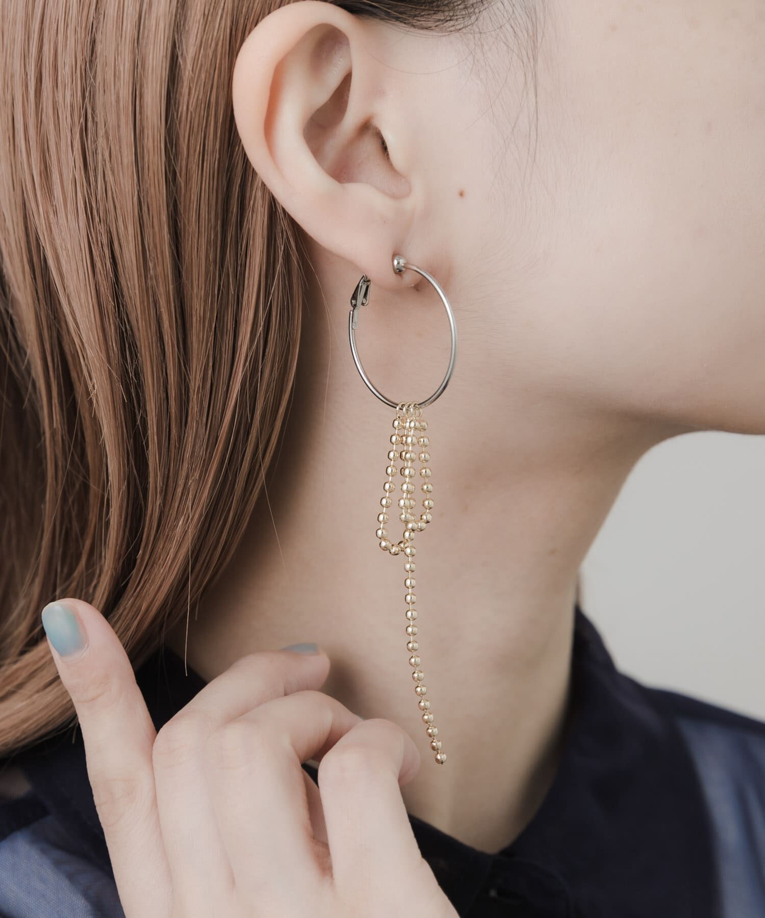 SMELLY「ボールチェーンフープイヤリング」|イヤリング|